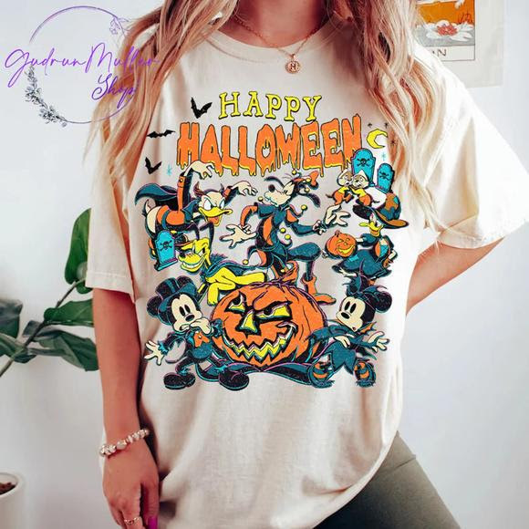 Gallidesigner Other - Disney Halloween 2023 Shirt Mickey And Friends Halloween Disney White Shirt
